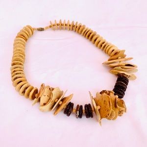 Vintage Horn Bone Necklace Tribal Ethnic Boho Statement Choker Caveman Halloween